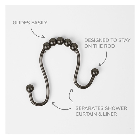 Better Homes & Gardens Rustproof Double Easy Glide Shower Hooks, Bronze - Picture 4 of 5